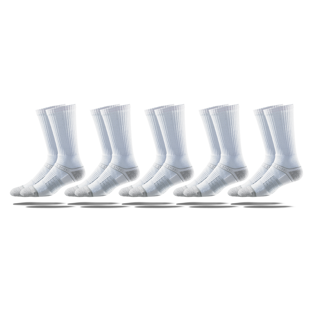 White Men's crew Socks 5-Pack 