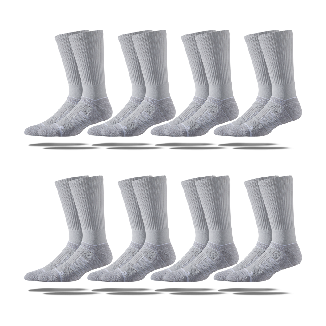 Grey Crew Socks on Display Multiple Pairs