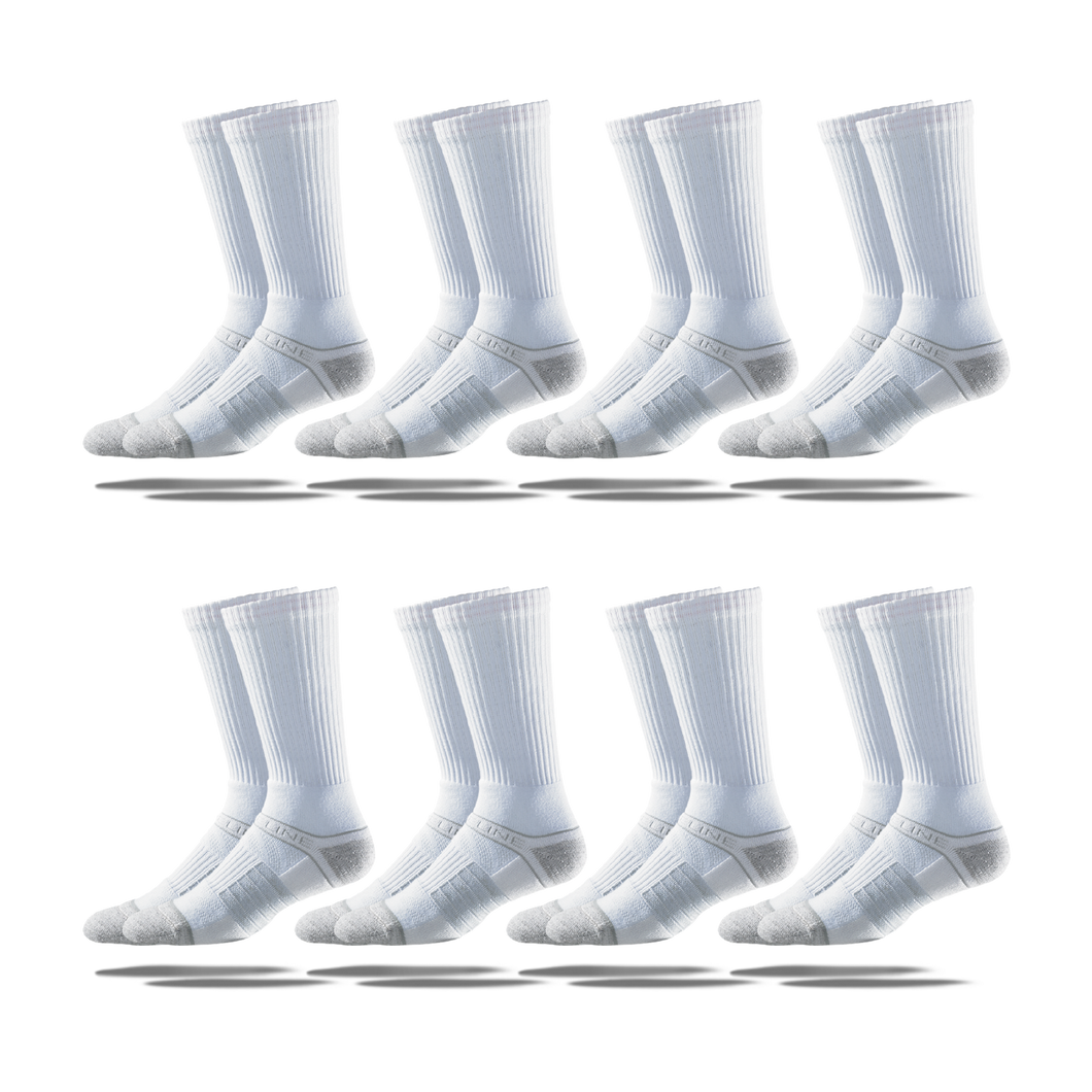 white Men's crew Socks 8-Pack
